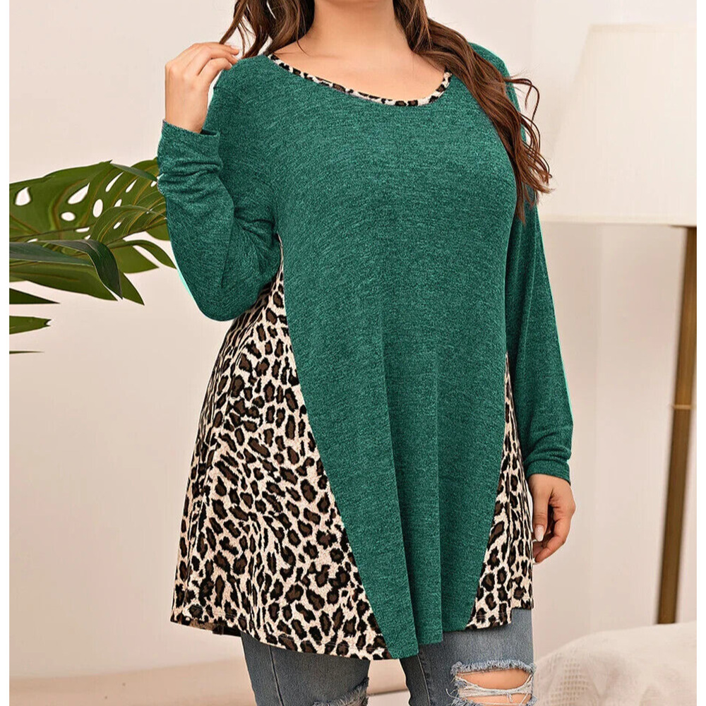 LARACE Plus Leopard Long Sleeve Flowy Shirt Loose Green Sweater size 4X - Picture 2 of 11